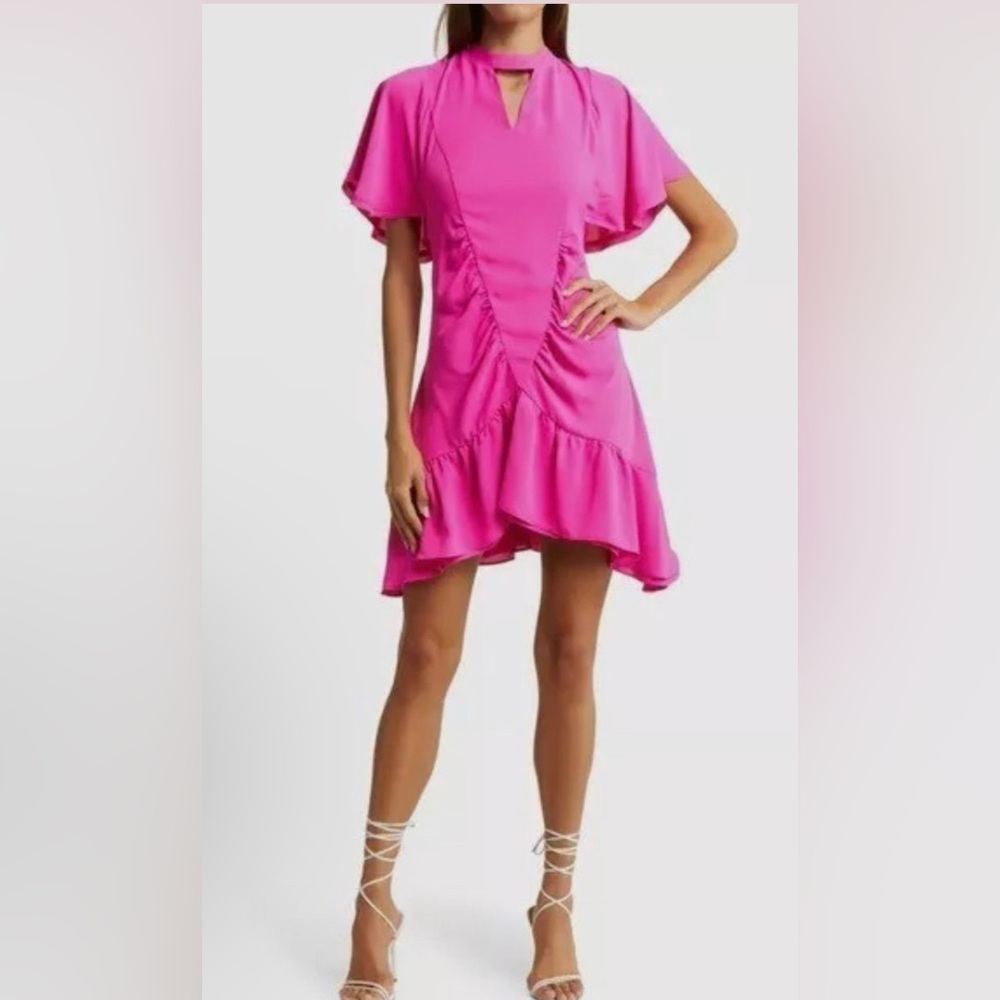 Le Superbe Hot Pink Waikiki Ruched Mini Dress NWT SIZE 6